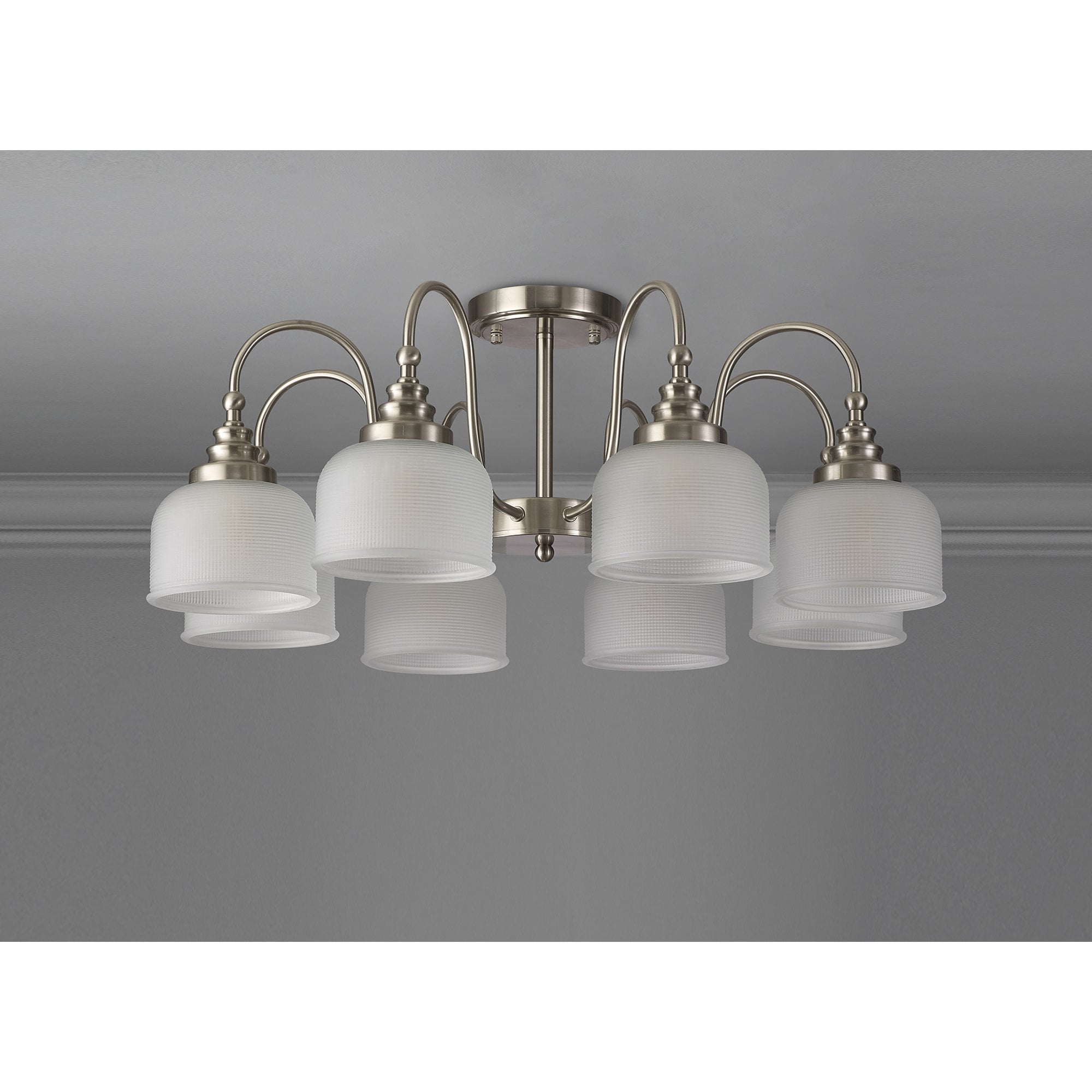 NL86319 Sakkas 8 Light Pendant/Ceiling Light Satin Nickel Frosted