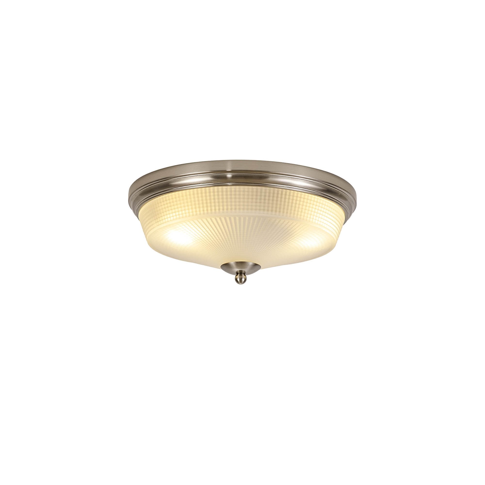 NL86329 Sakkas 2 Light Flush Ceiling Light Satin Nickel Frosted