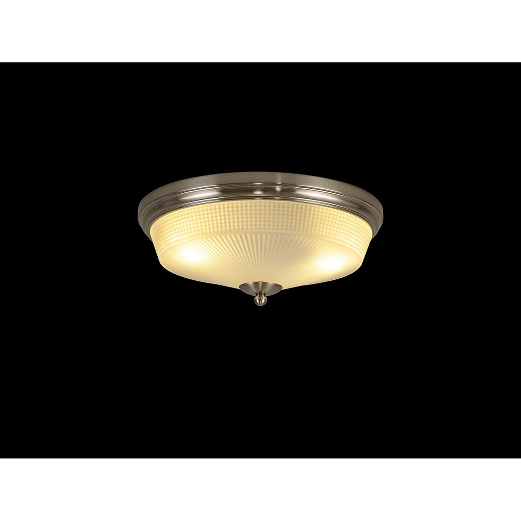 NL86329 Sakkas 2 Light Flush Ceiling Light Satin Nickel Frosted
