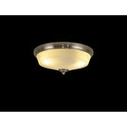 NL86329 Sakkas 2 Light Flush Ceiling Light Satin Nickel Frosted