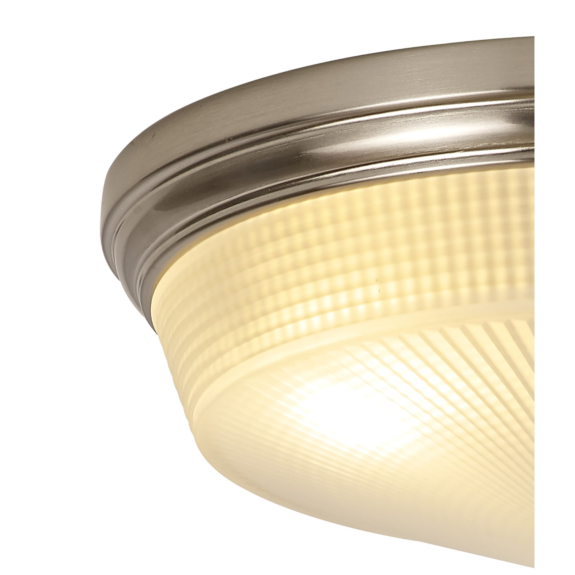 NL86329 Sakkas 2 Light Flush Ceiling Light Satin Nickel Frosted