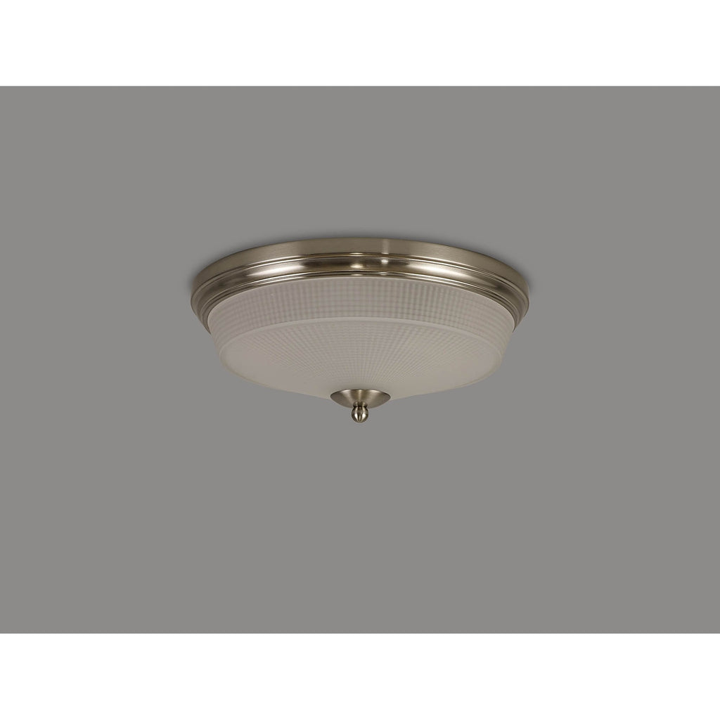 NL86329 Sakkas 2 Light Flush Ceiling Light Satin Nickel Frosted