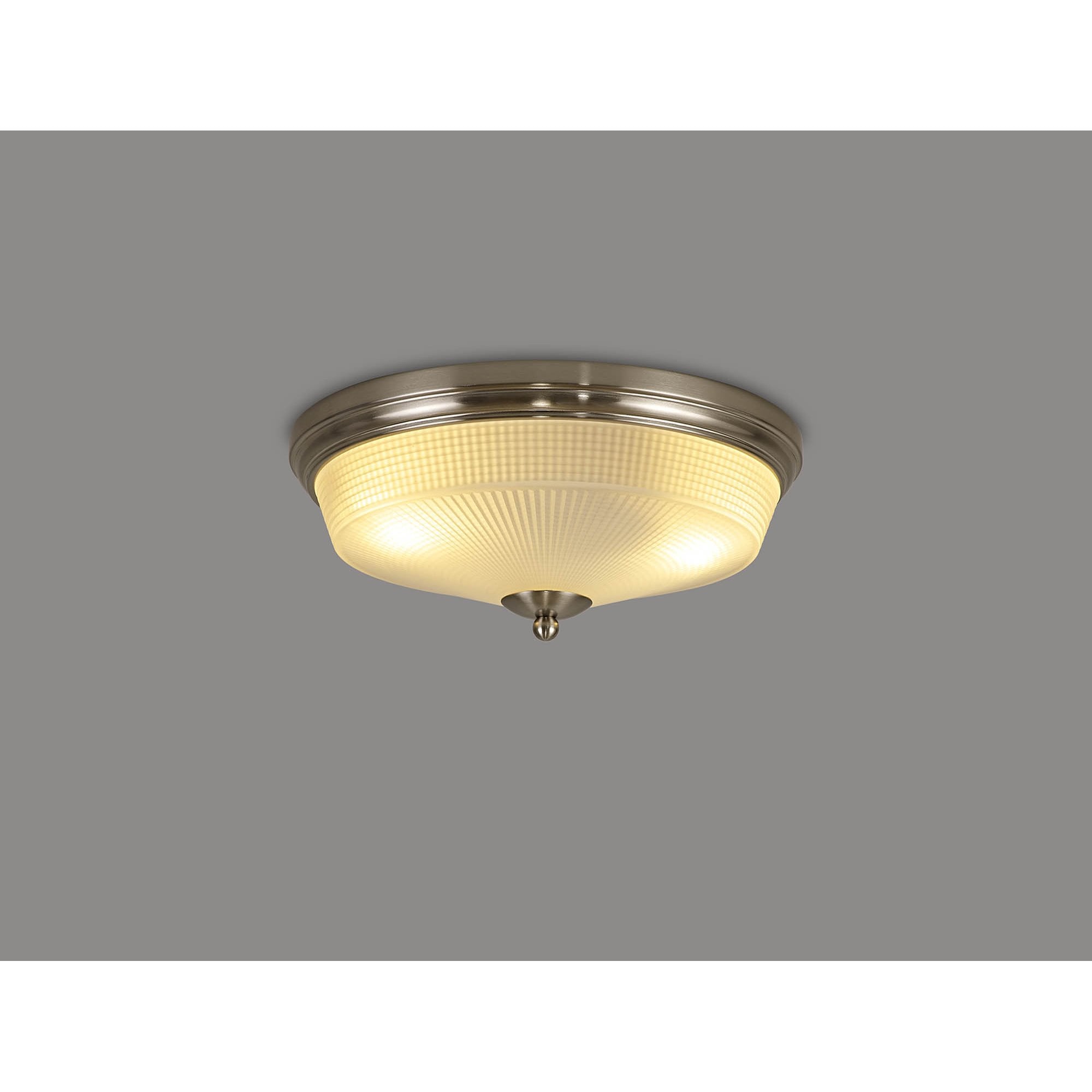 NL86329 Sakkas 2 Light Flush Ceiling Light Satin Nickel Frosted
