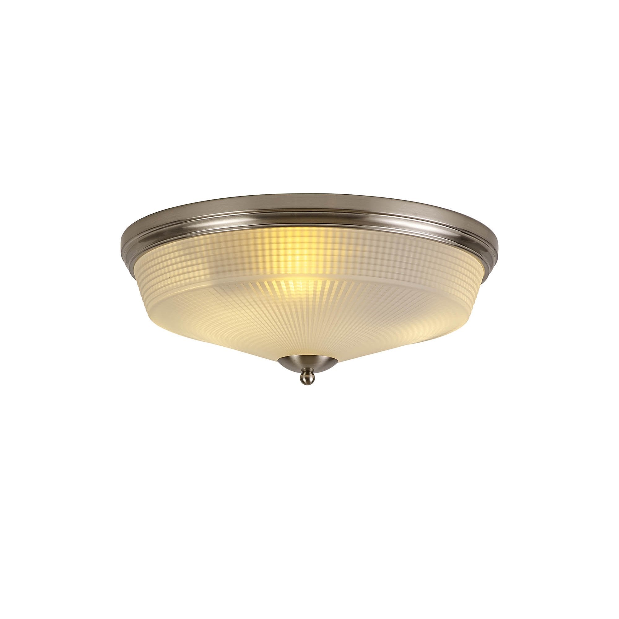 NL86339 Sakkas 3 Light Flush Ceiling Light Satin Nickel Frosted
