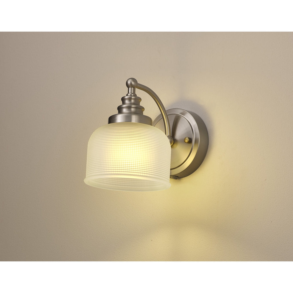 NL86349 Sakkas 1 Light Wall Light Satin Nickel Frosted