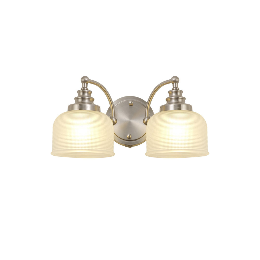 NL86359 Sakkas 2 Light Wall Light Satin Nickel Frosted