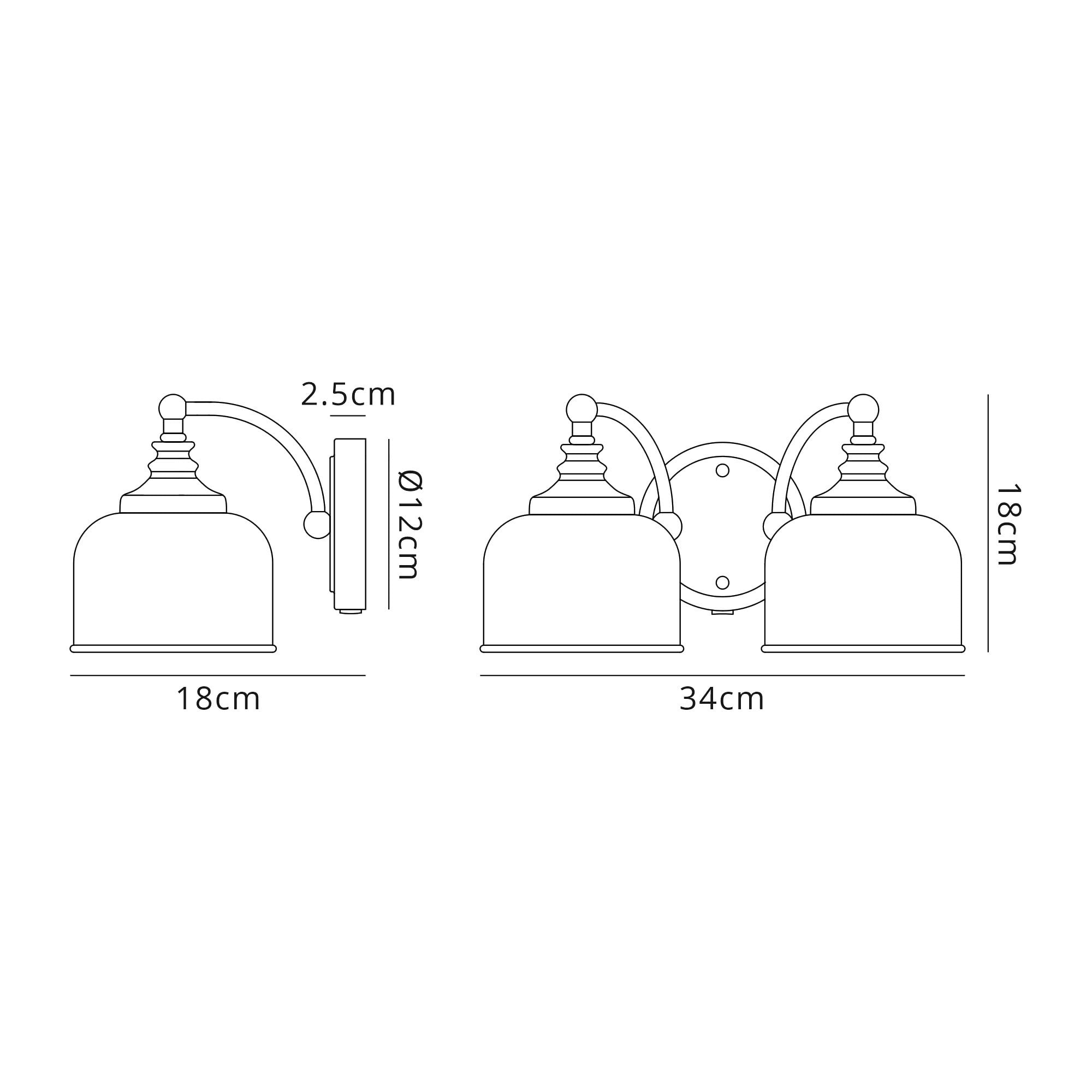 NL86359 Sakkas 2 Light Wall Light Satin Nickel Frosted