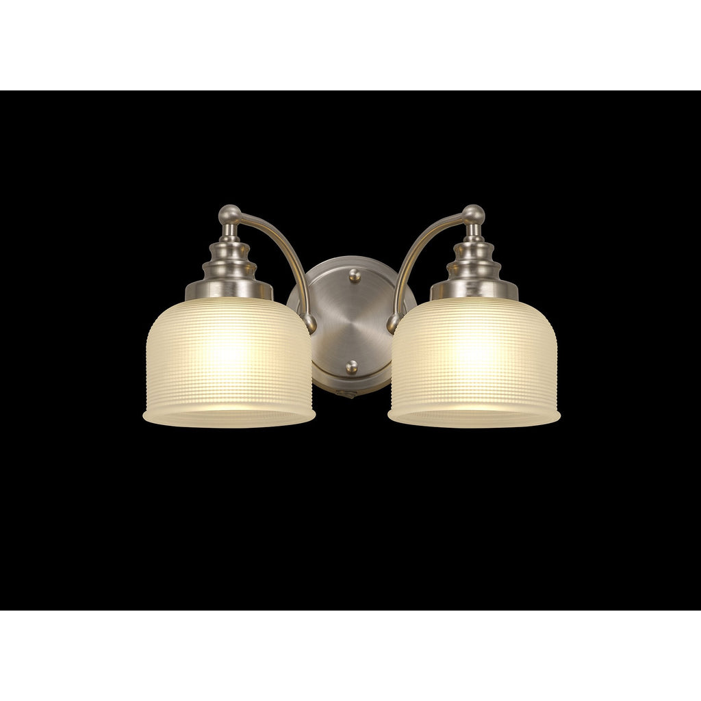 NL86359 Sakkas 2 Light Wall Light Satin Nickel Frosted