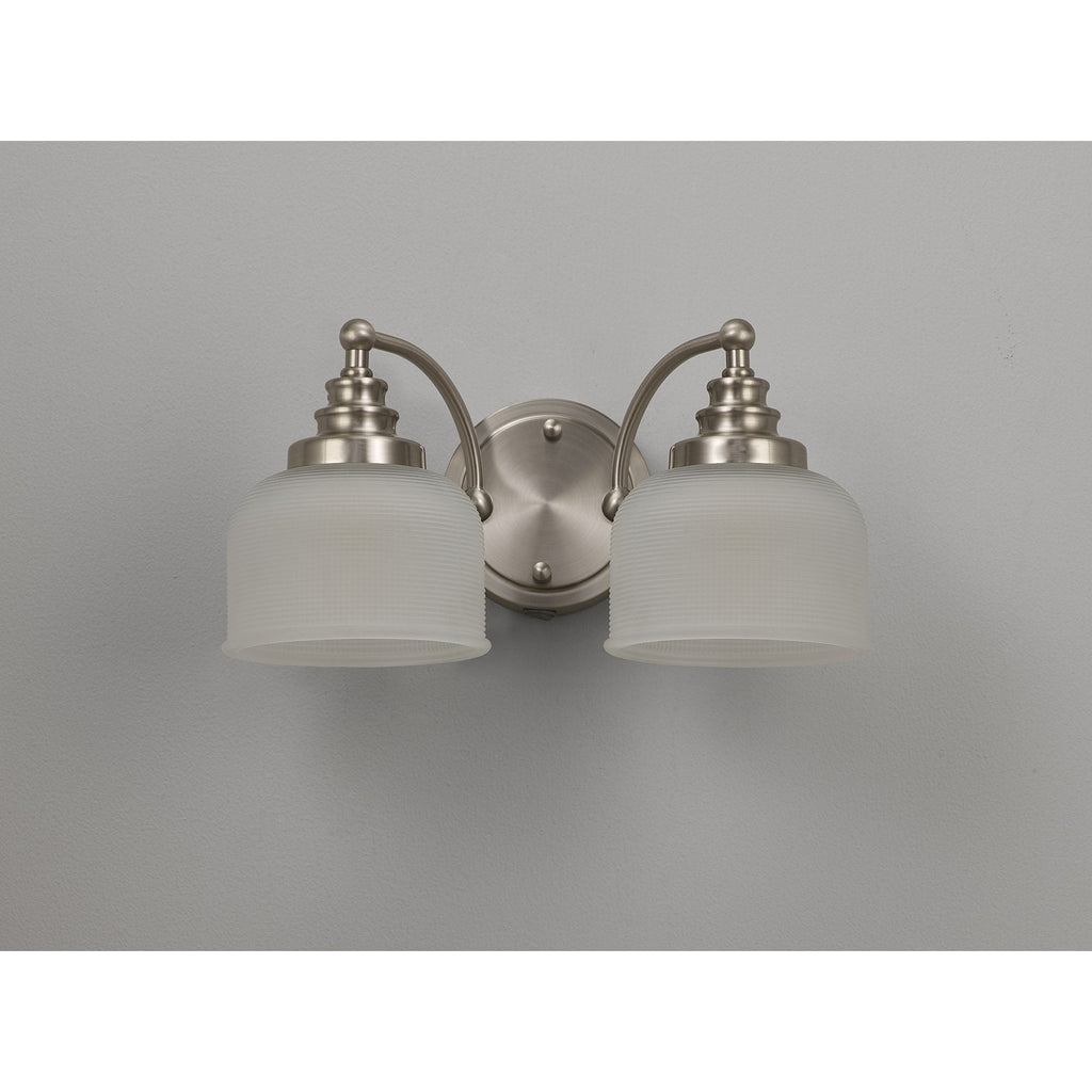 NL86359 Sakkas 2 Light Wall Light Satin Nickel Frosted
