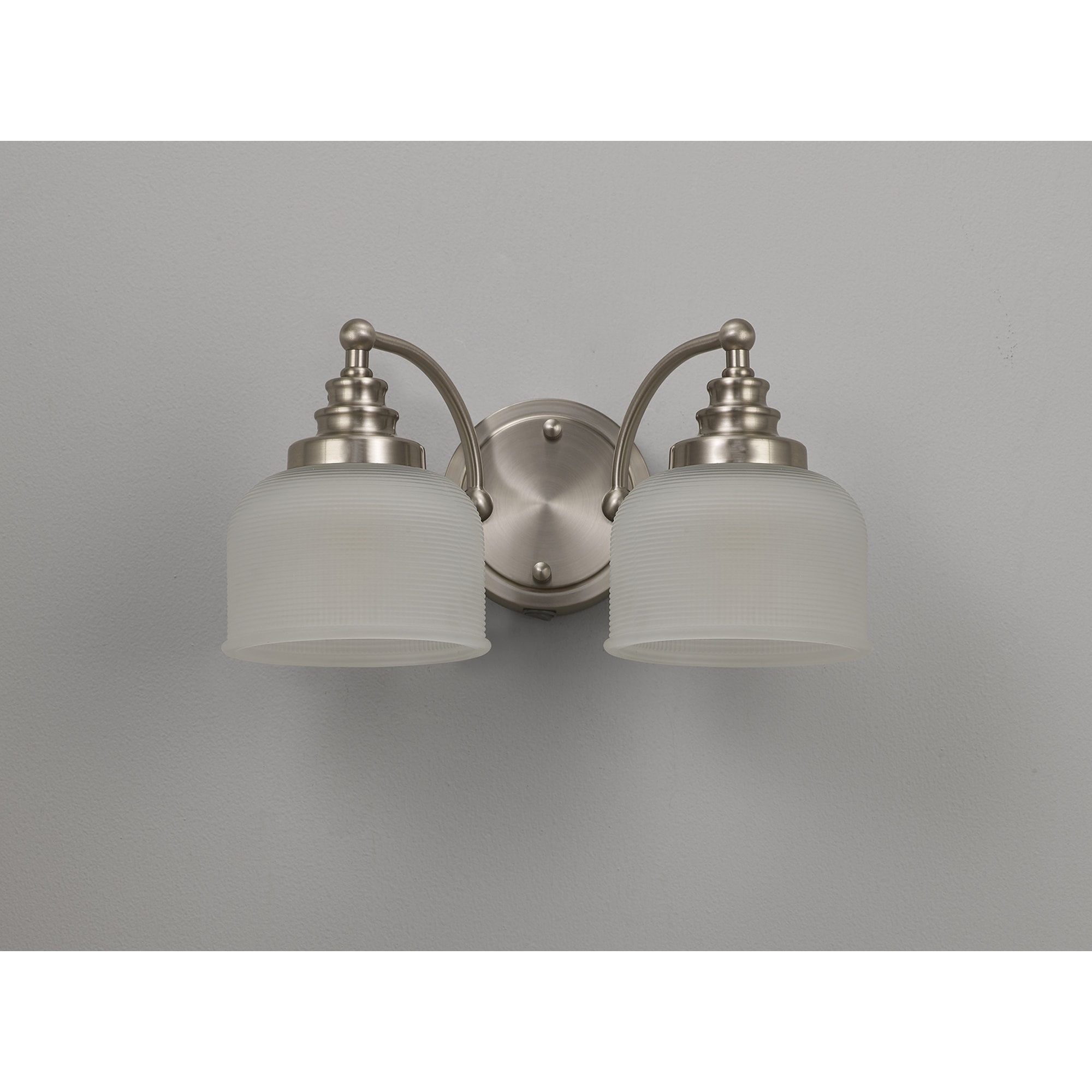 NL86359 Sakkas 2 Light Wall Light Satin Nickel Frosted