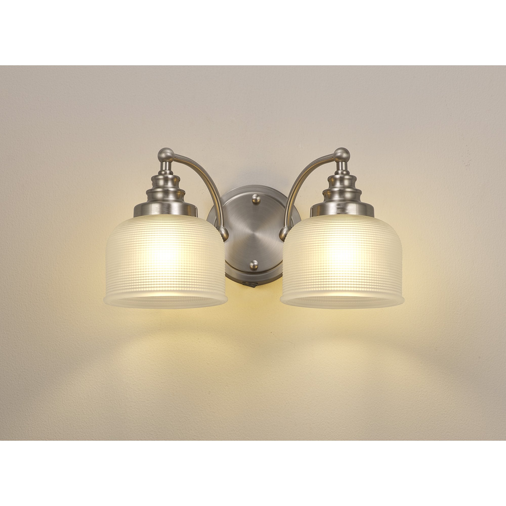NL86359 Sakkas 2 Light Wall Light Satin Nickel Frosted