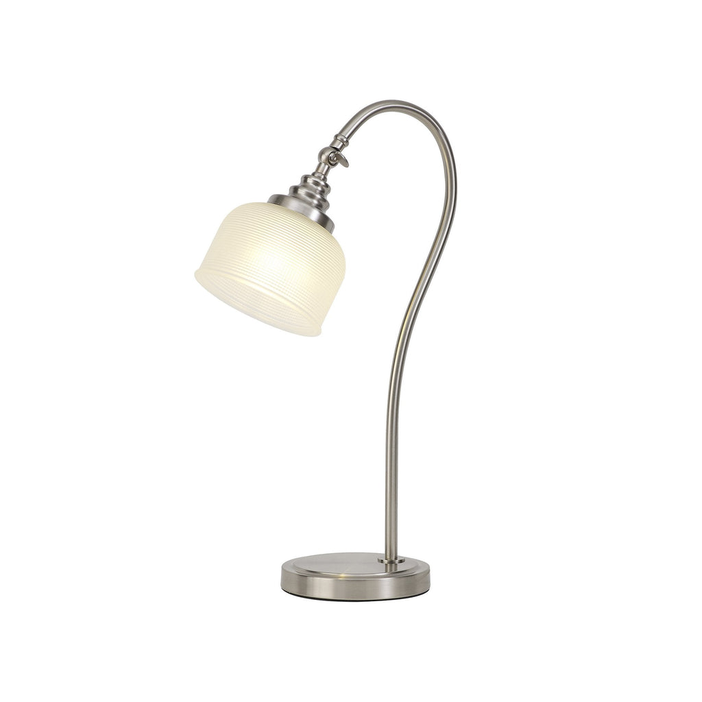 NL86369 Sakkas 1 Light Table Lamp Satin Nickel Frosted