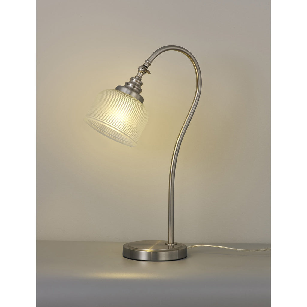 NL86369 Sakkas 1 Light Table Lamp Satin Nickel Frosted
