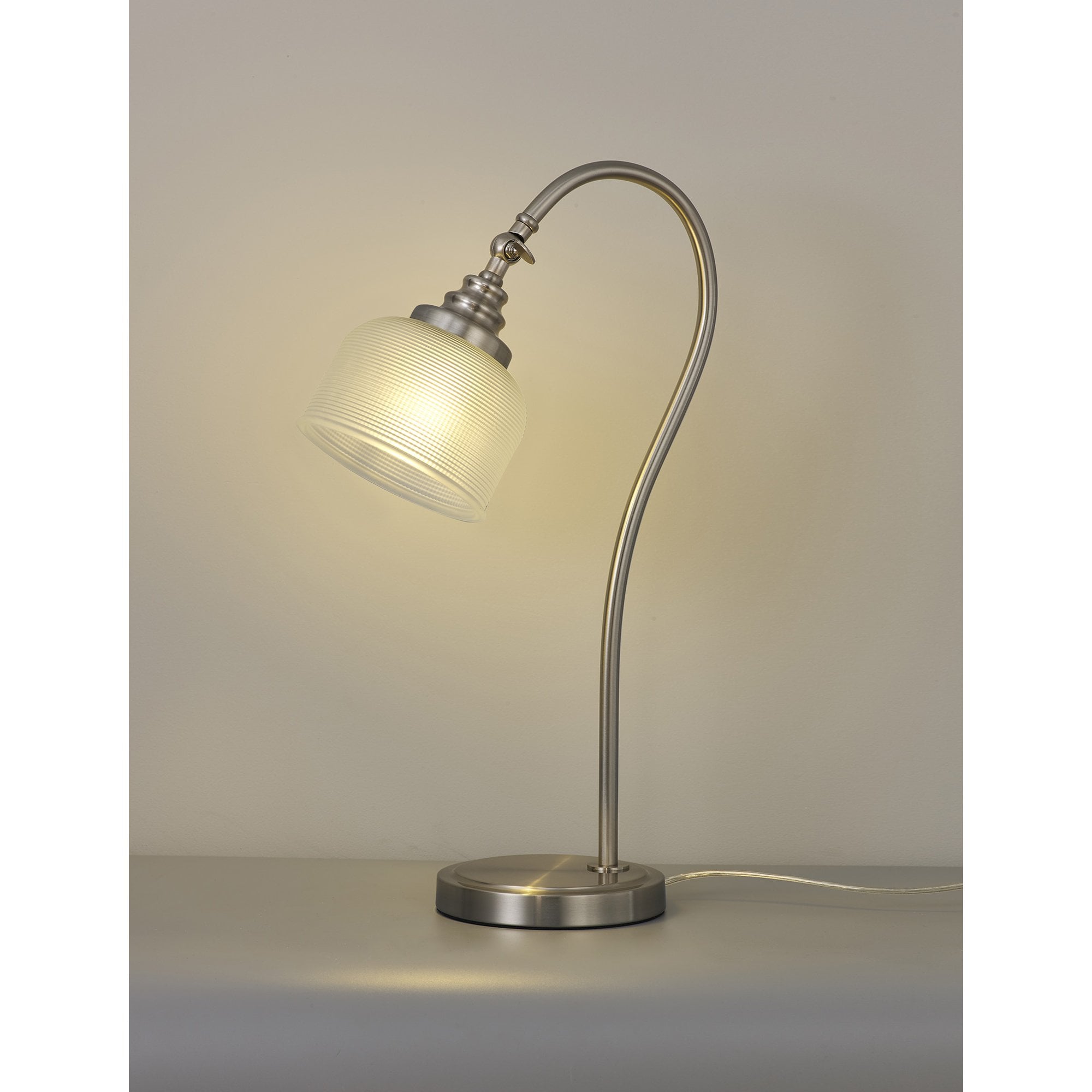 NL86369 Sakkas 1 Light Table Lamp Satin Nickel Frosted