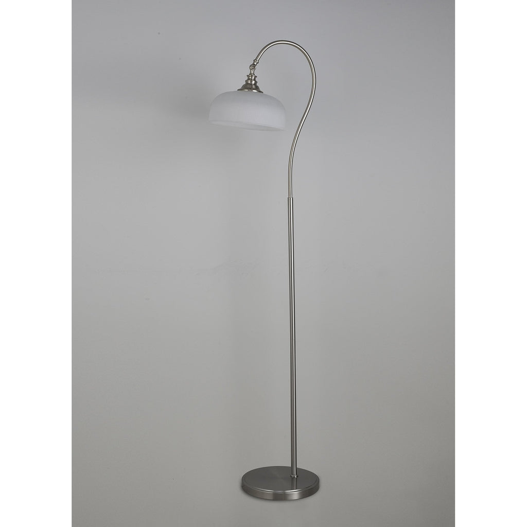 NL86379 Sakkas 1 Light Floor Lamp Satin Nickel Frosted