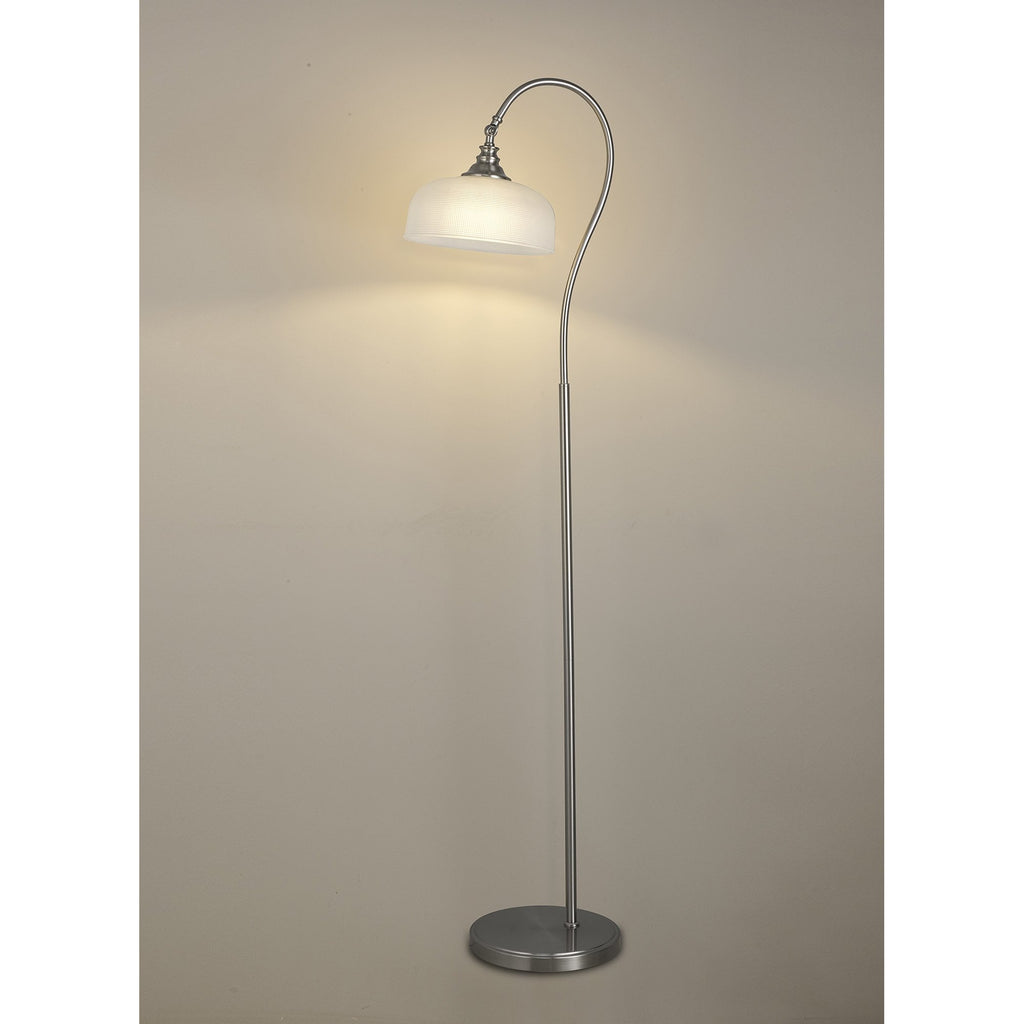 NL86379 Sakkas 1 Light Floor Lamp Satin Nickel Frosted