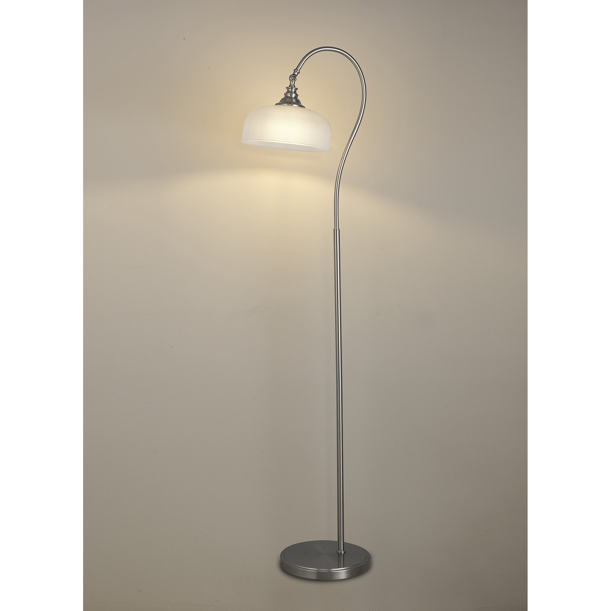 NL86379 Sakkas 1 Light Floor Lamp Satin Nickel Frosted