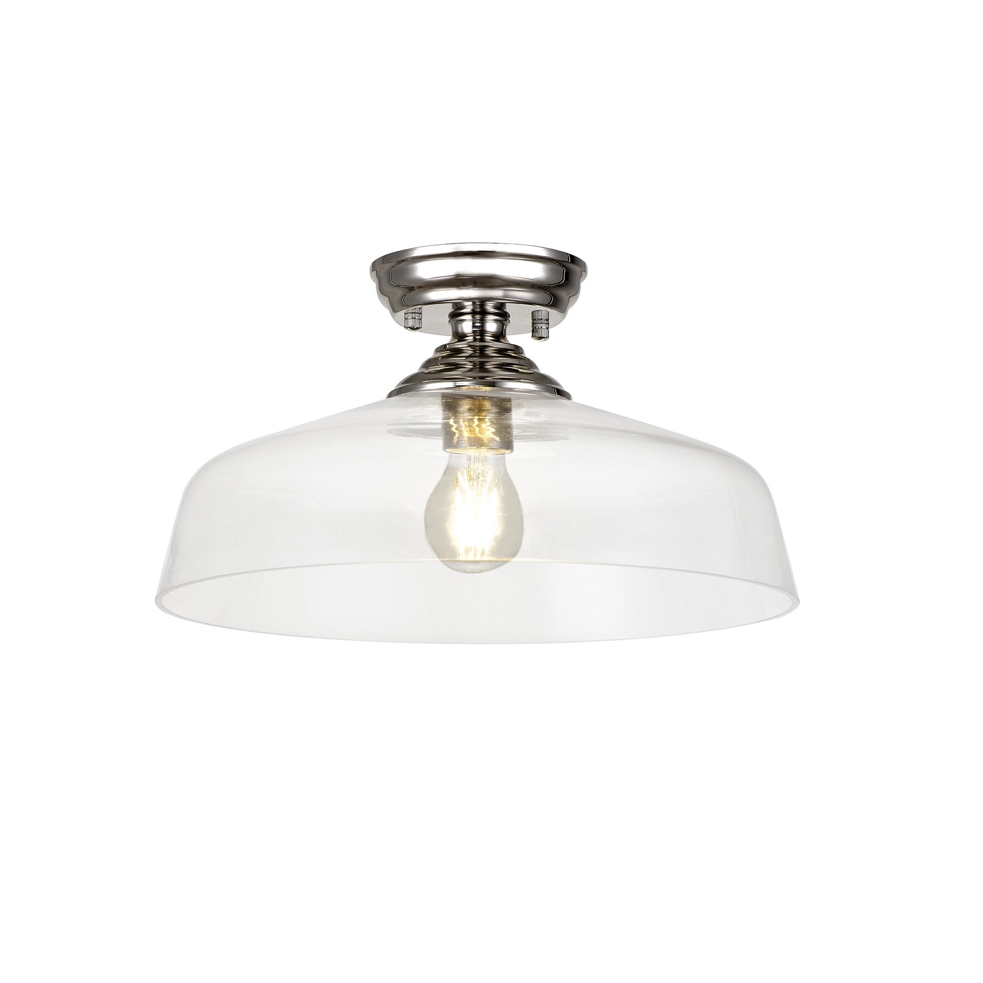 NLK15919 Tabion 1 Light Flush Ceiling Light Polished Nickel Clear