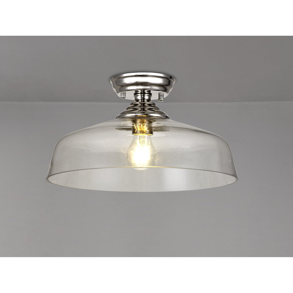 NLK15919 Tabion 1 Light Flush Ceiling Light Polished Nickel Clear