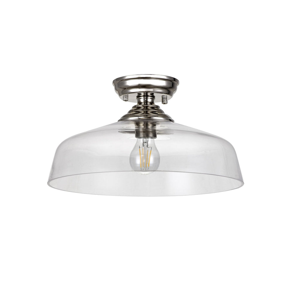 NLK15919 Tabion 1 Light Flush Ceiling Light Polished Nickel Clear