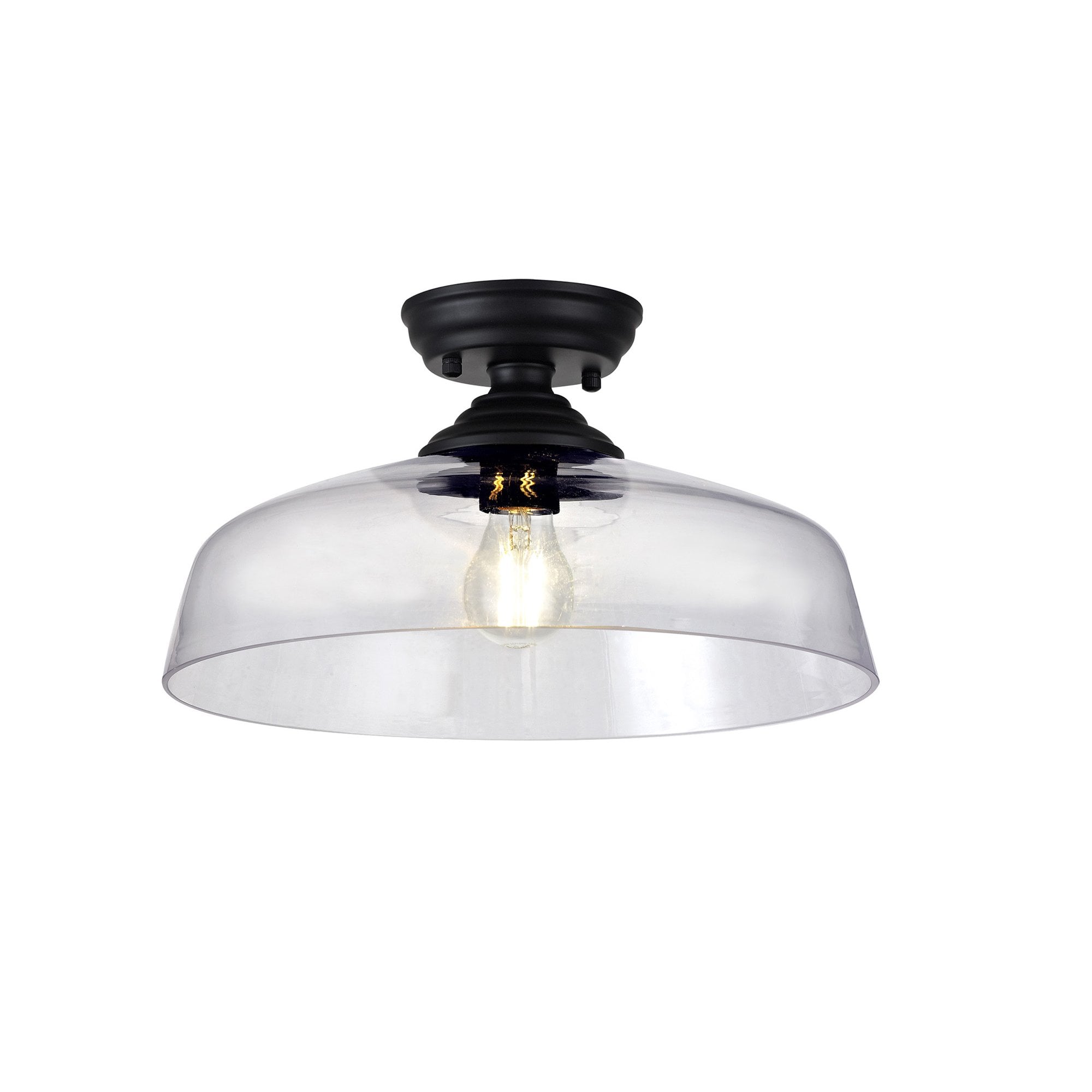 NLK16089 Tabion 1 Light Flush Ceiling Light Matt Black Clear
