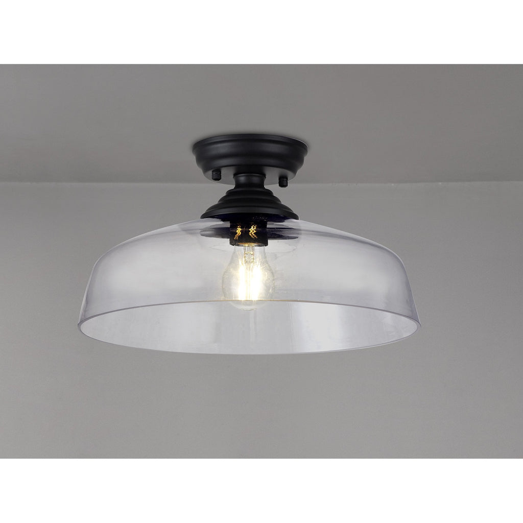 NLK16089 Tabion 1 Light Flush Ceiling Light Matt Black Clear
