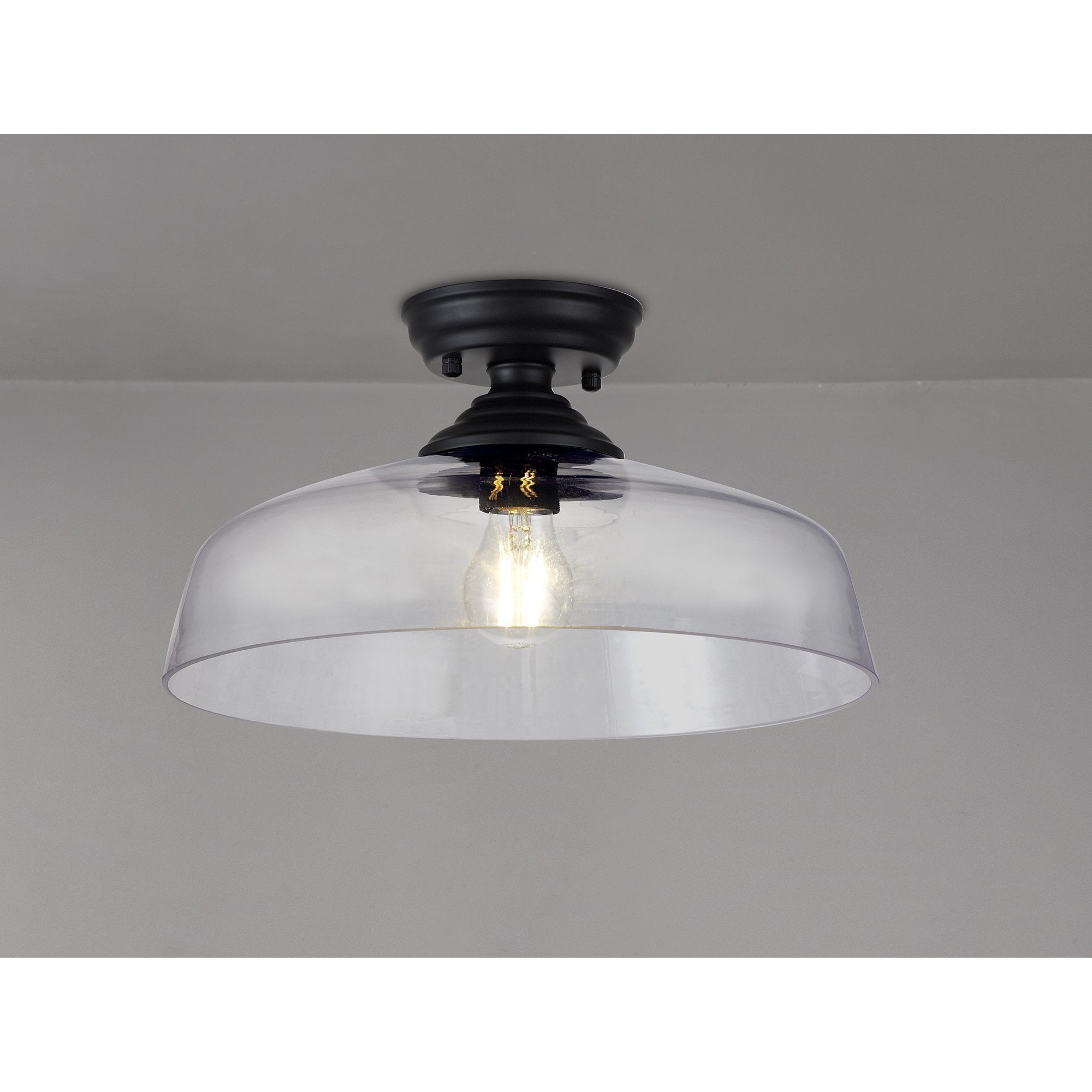 NLK16089 Tabion 1 Light Flush Ceiling Light Matt Black Clear