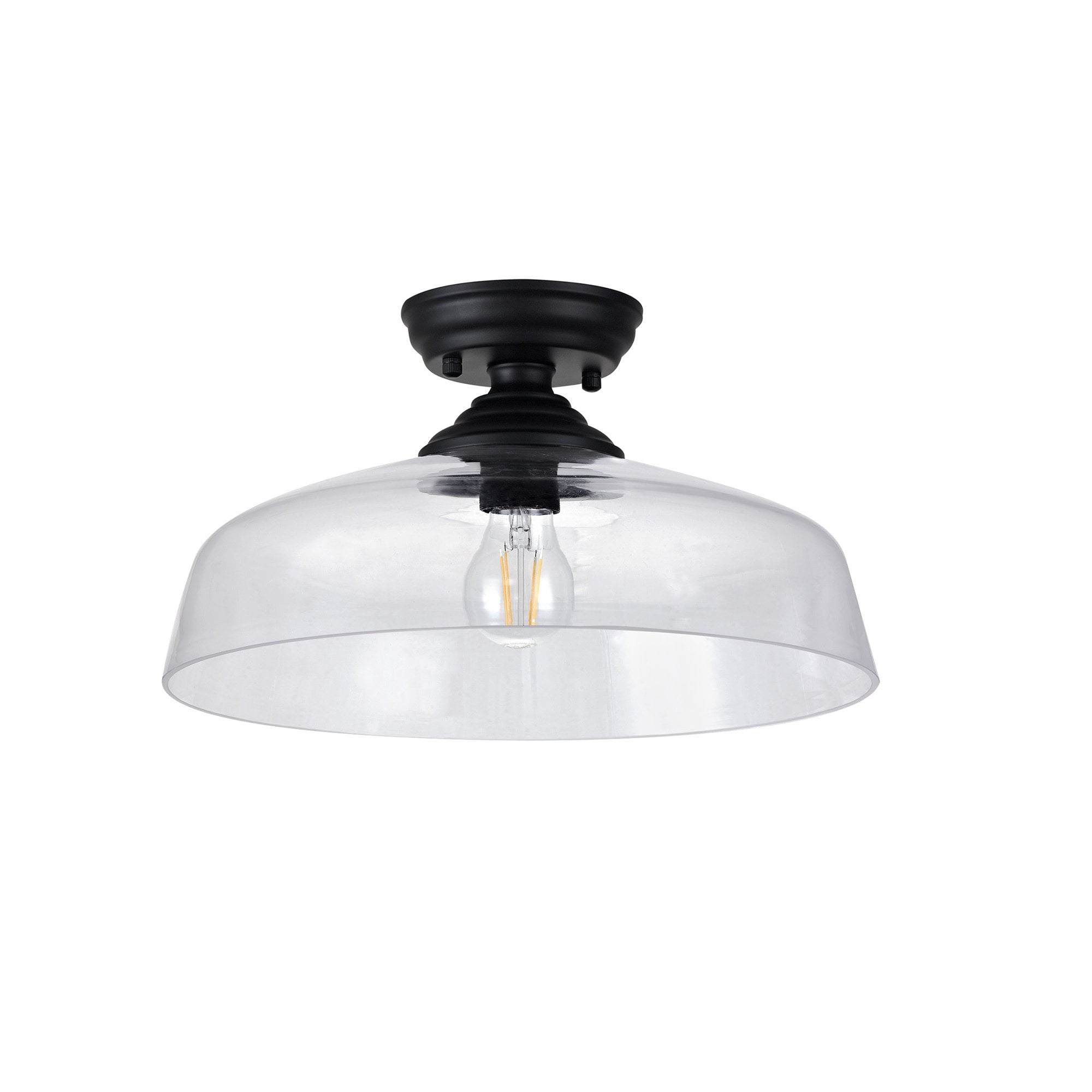 NLK16089 Tabion 1 Light Flush Ceiling Light Matt Black Clear