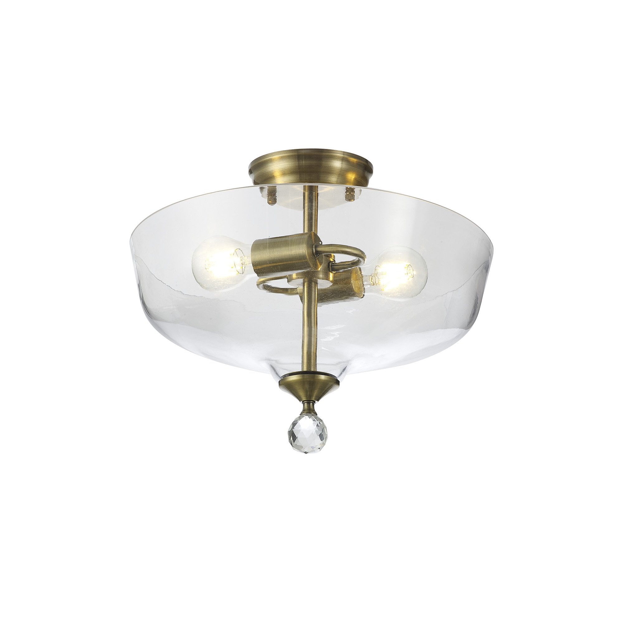 NLK16339 Tabion 2 Light Ceiling Light Antique Brass Clear
