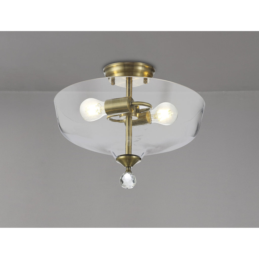 NLK16339 Tabion 2 Light Ceiling Light Antique Brass Clear