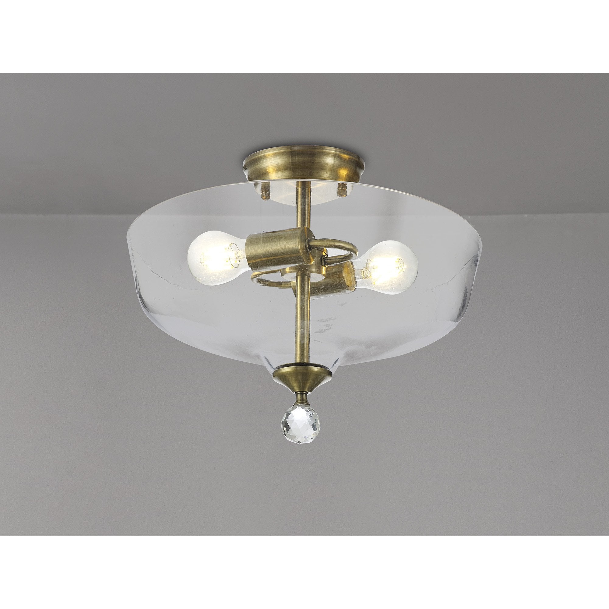 NLK16339 Tabion 2 Light Ceiling Light Antique Brass Clear