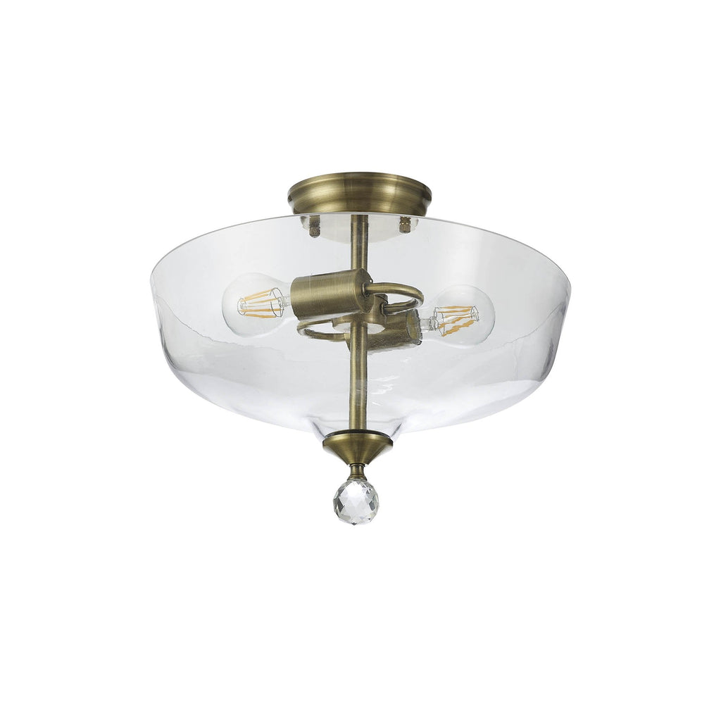 NLK16339 Tabion 2 Light Ceiling Light Antique Brass Clear