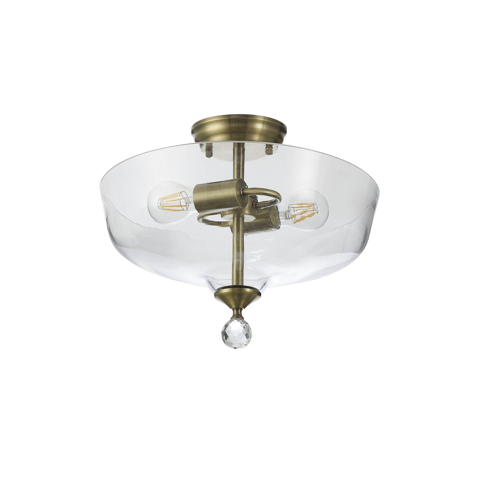 NLK16339 Tabion 2 Light Ceiling Light Antique Brass Clear