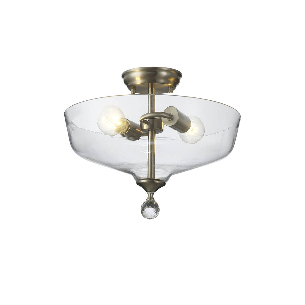 NLK16469 Tabion 2 Light Ceiling Light Satin Nickel Clear