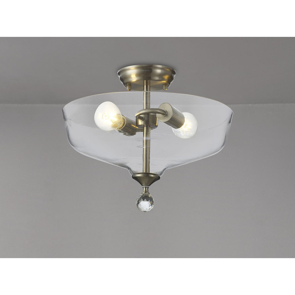 NLK16469 Tabion 2 Light Ceiling Light Satin Nickel Clear