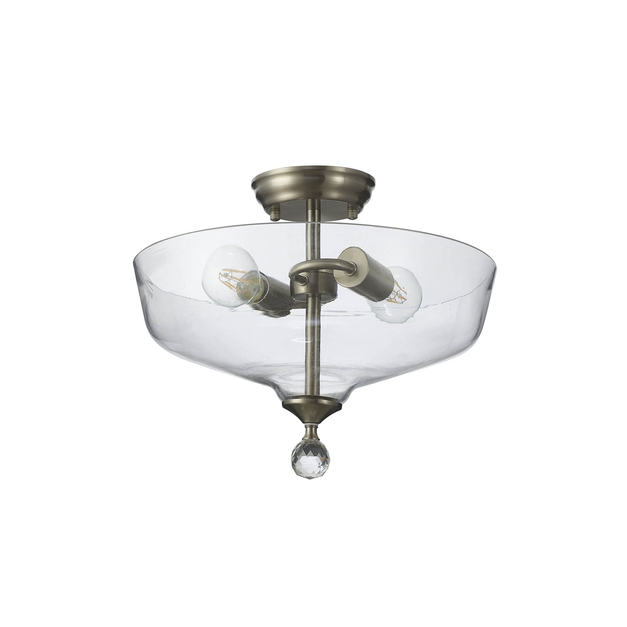 NLK16469 Tabion 2 Light Ceiling Light Satin Nickel Clear