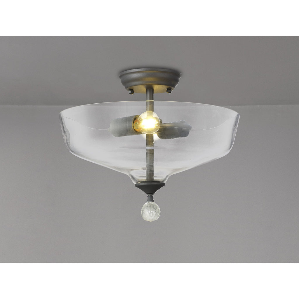 NLK16679 Tabion 2 Light Ceiling Light Graphite Clear