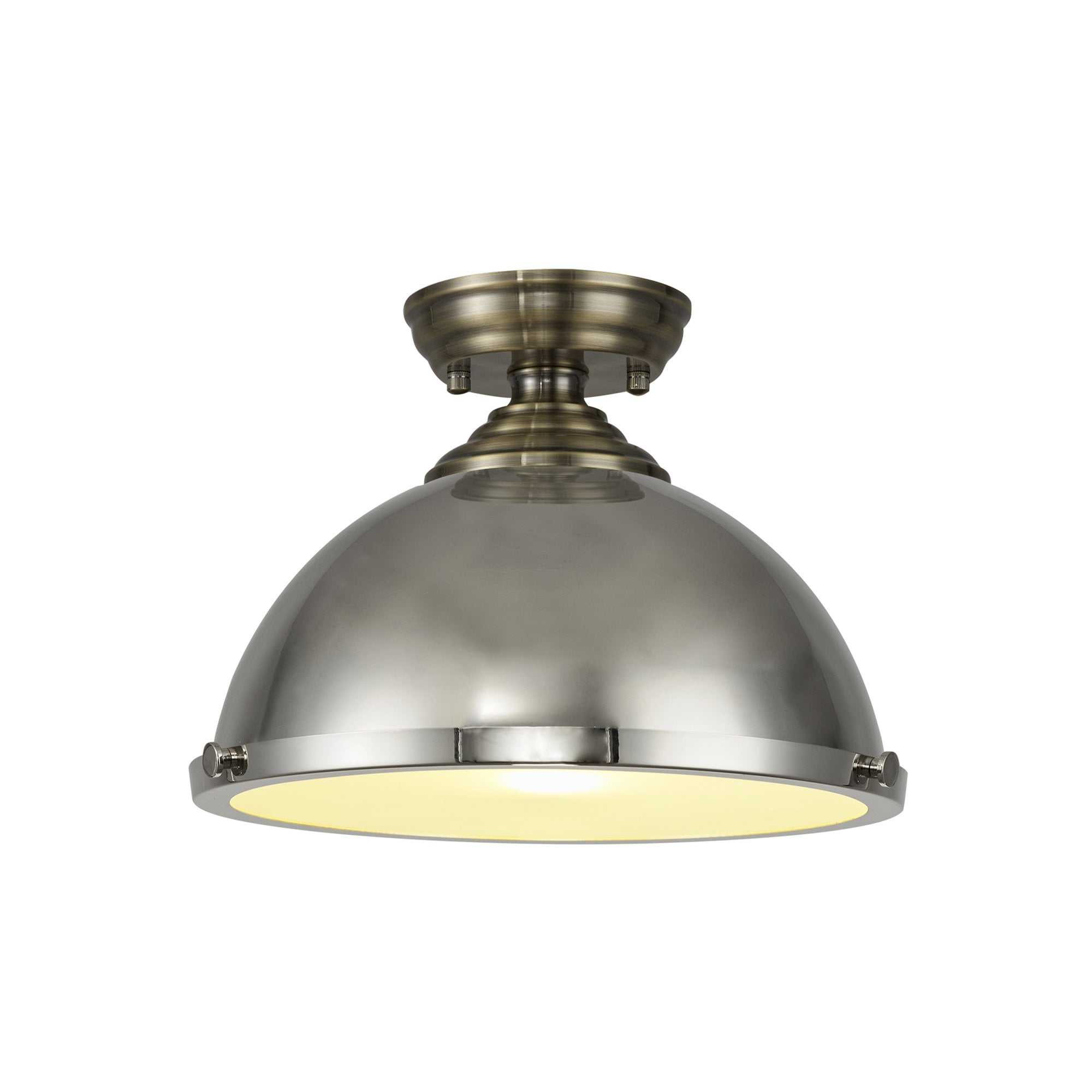 NLK15739 Tabion 1 Light Flush Ceiling Light Antique Brass Polished Nickel