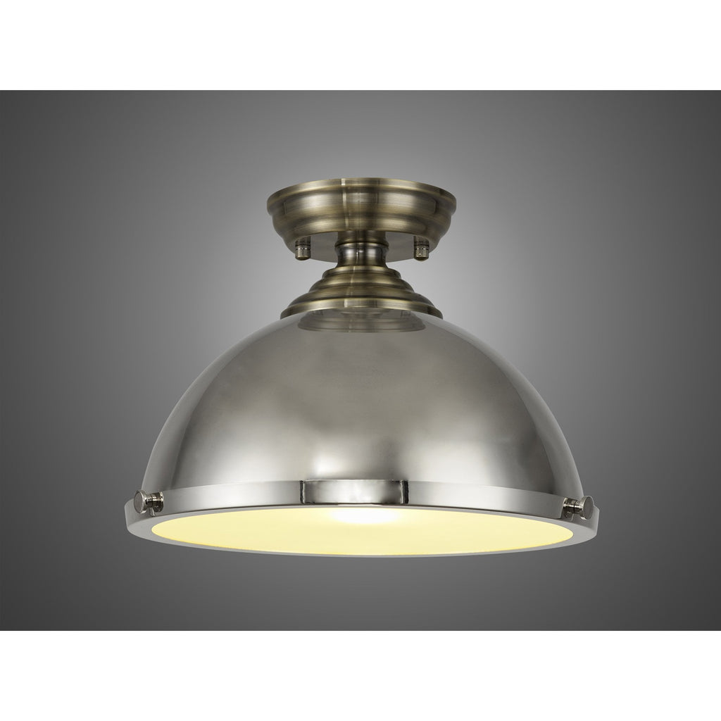 NLK15739 Tabion 1 Light Flush Ceiling Light Antique Brass Polished Nickel
