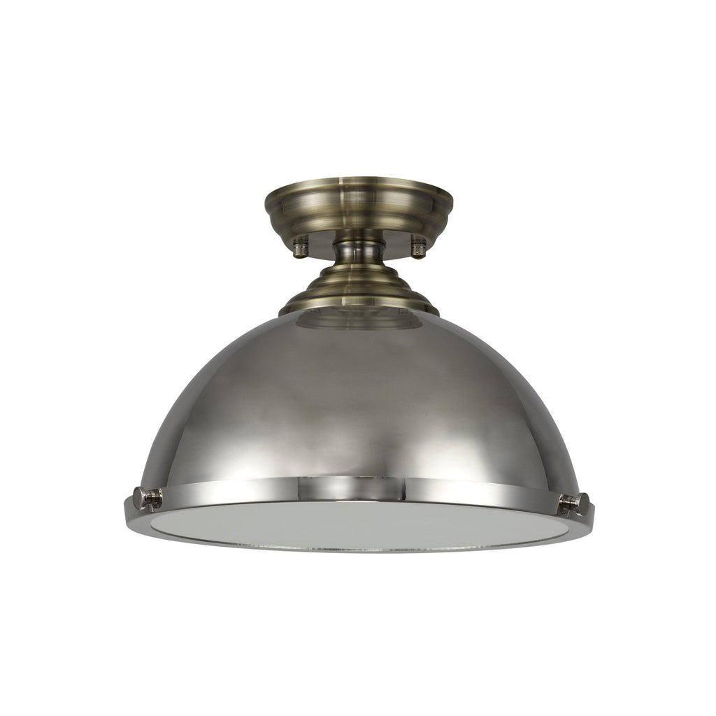 NLK15739 Tabion 1 Light Flush Ceiling Light Antique Brass Polished Nickel