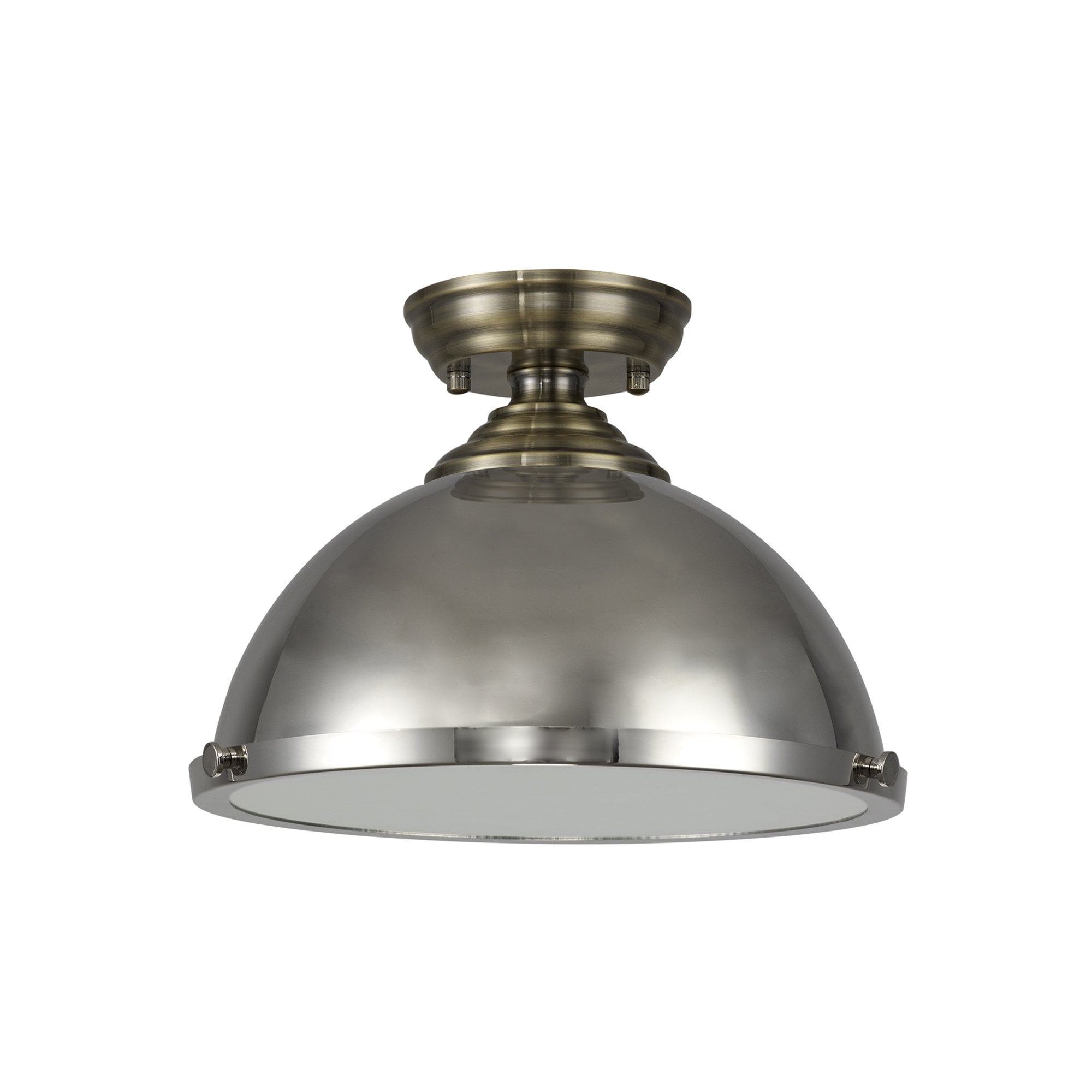NLK15739 Tabion 1 Light Flush Ceiling Light Antique Brass Polished Nickel