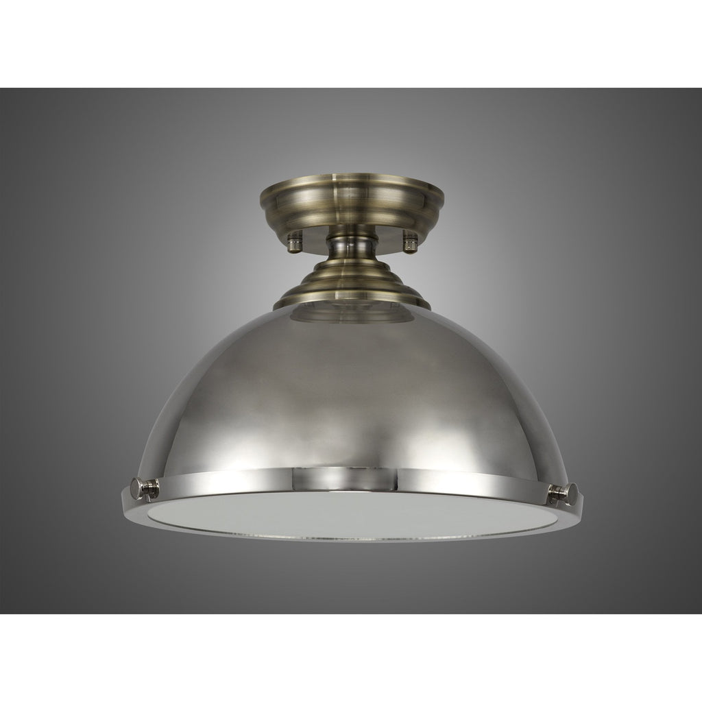 NLK15739 Tabion 1 Light Flush Ceiling Light Antique Brass Polished Nickel