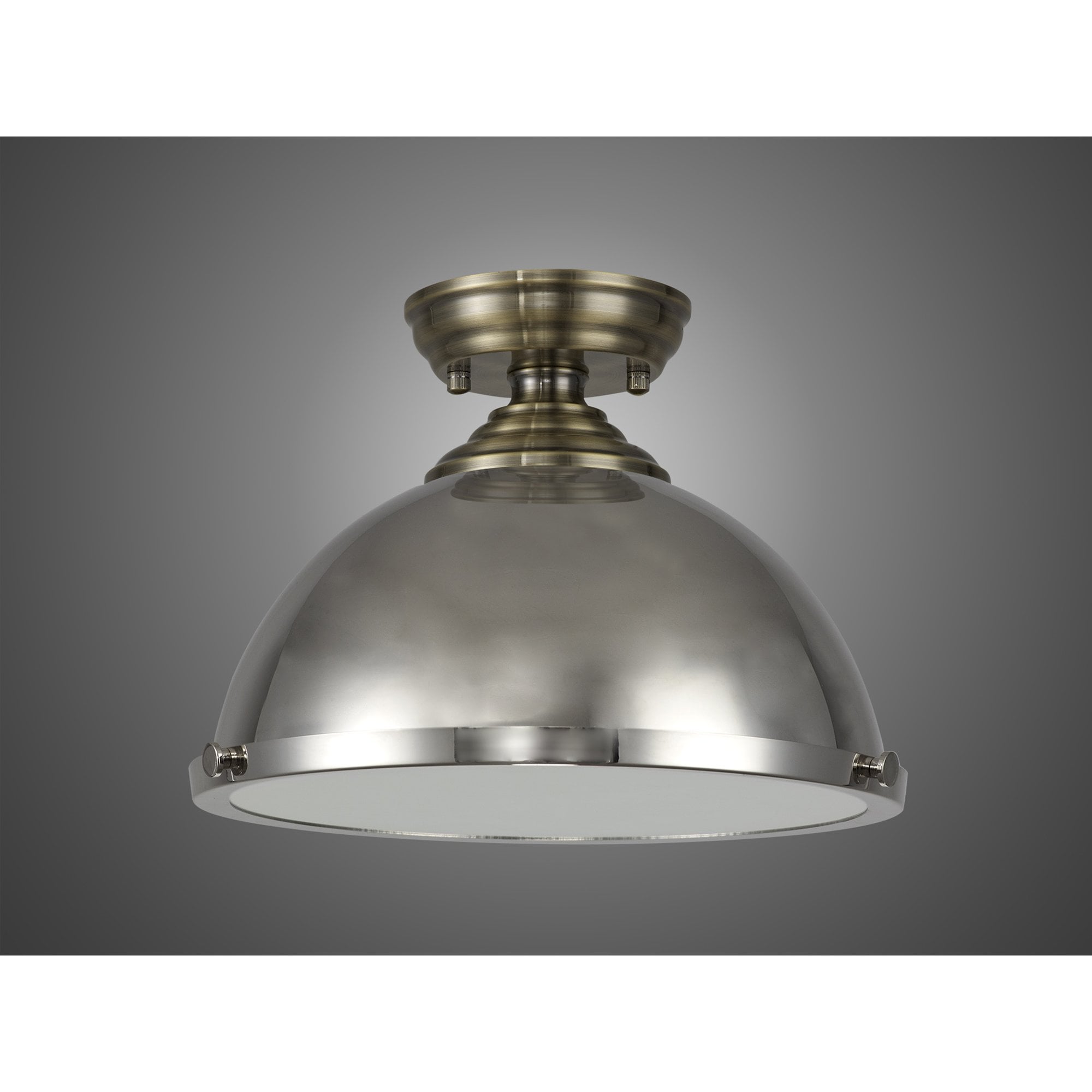 NLK15739 Tabion 1 Light Flush Ceiling Light Antique Brass Polished Nickel
