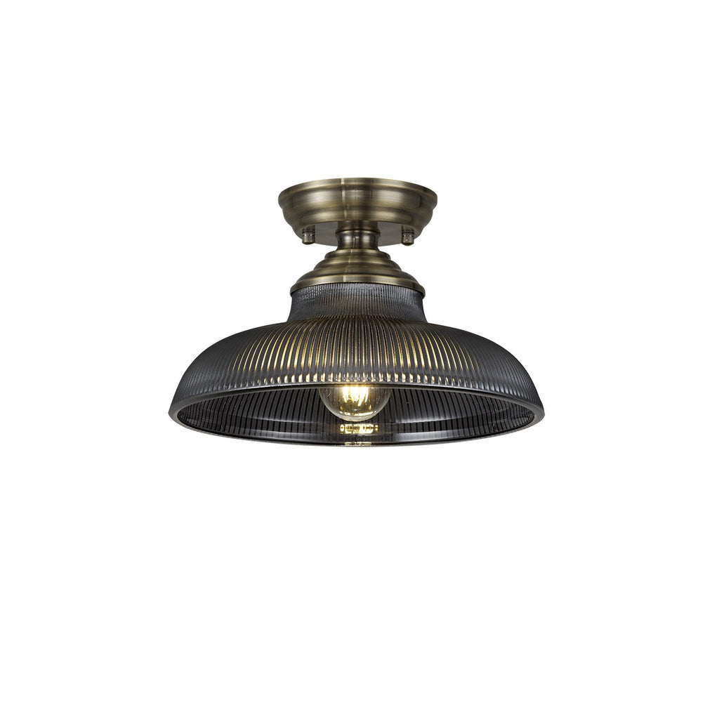 NLK15749 Tabion 1 Light Flush Ceiling Light Antique Brass Smoked