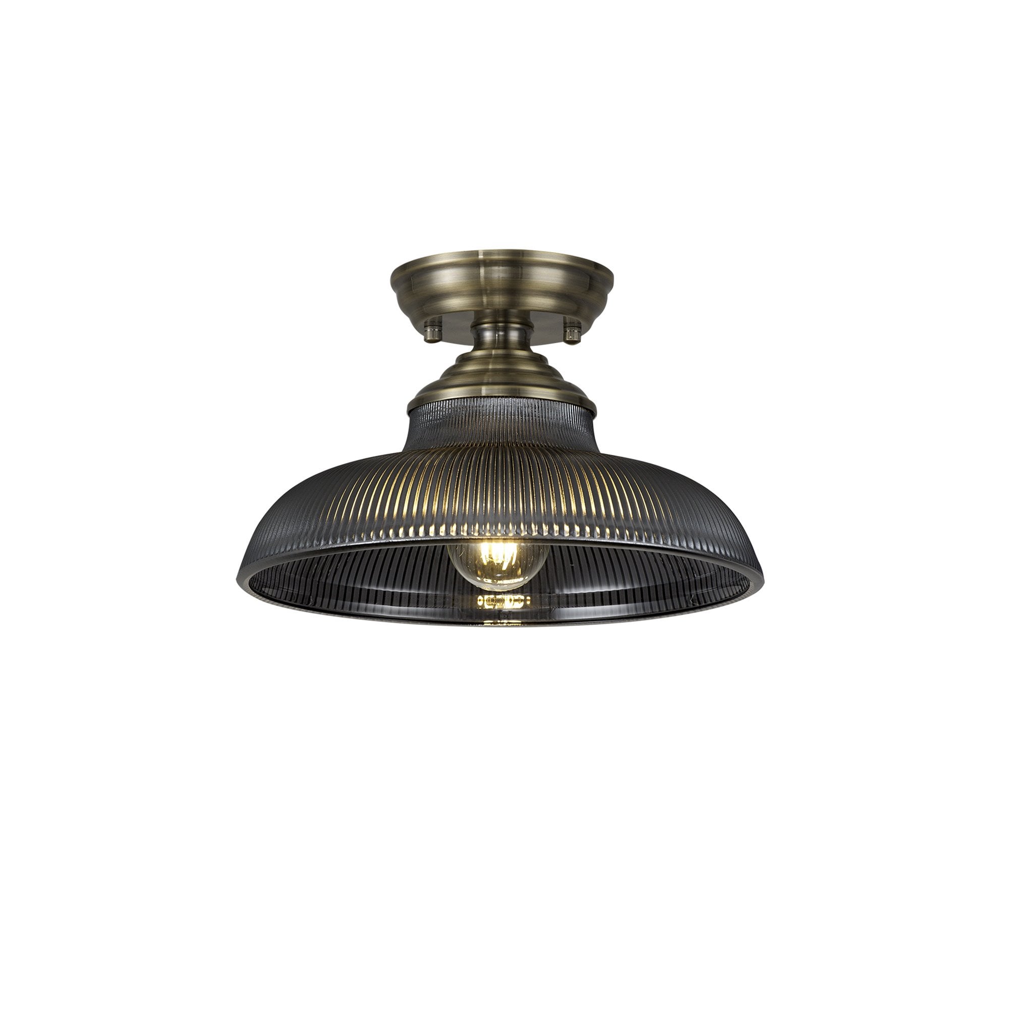 NLK15749 Tabion 1 Light Flush Ceiling Light Antique Brass Smoked