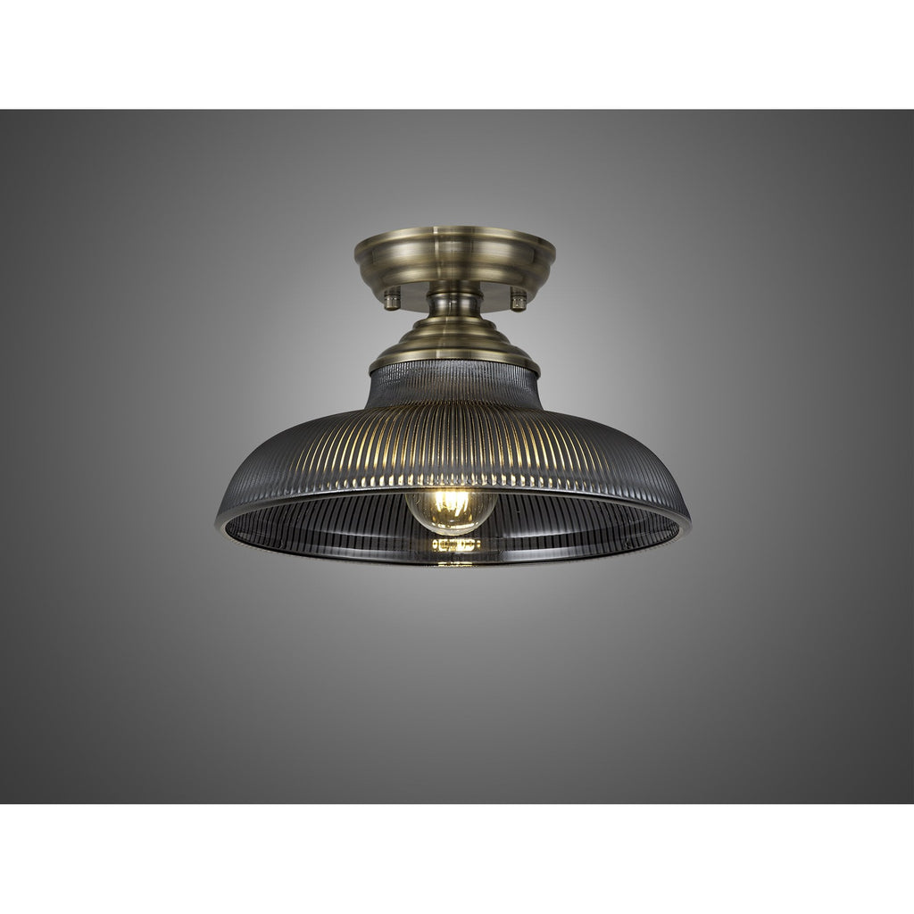 NLK15749 Tabion 1 Light Flush Ceiling Light Antique Brass Smoked