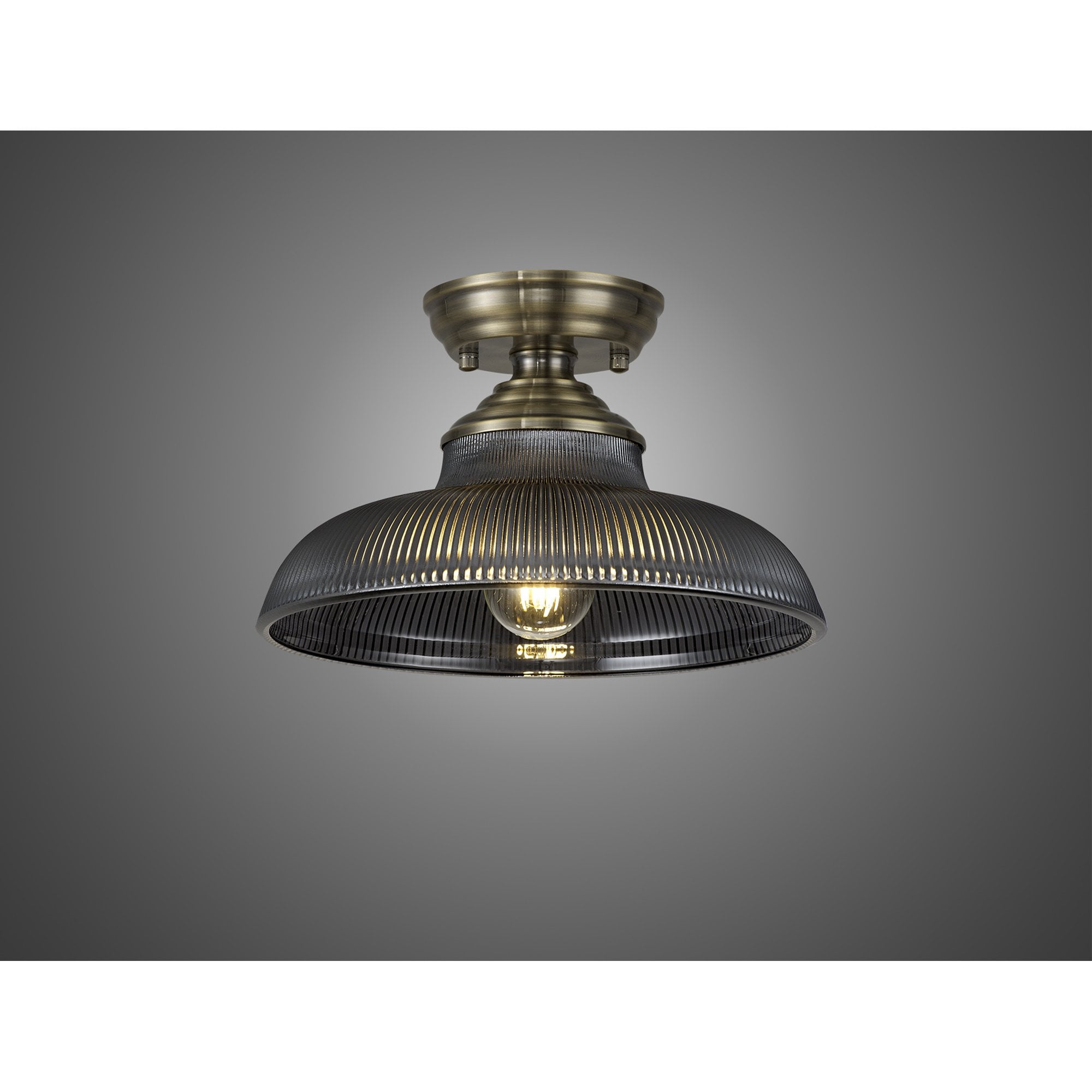 NLK15749 Tabion 1 Light Flush Ceiling Light Antique Brass Smoked