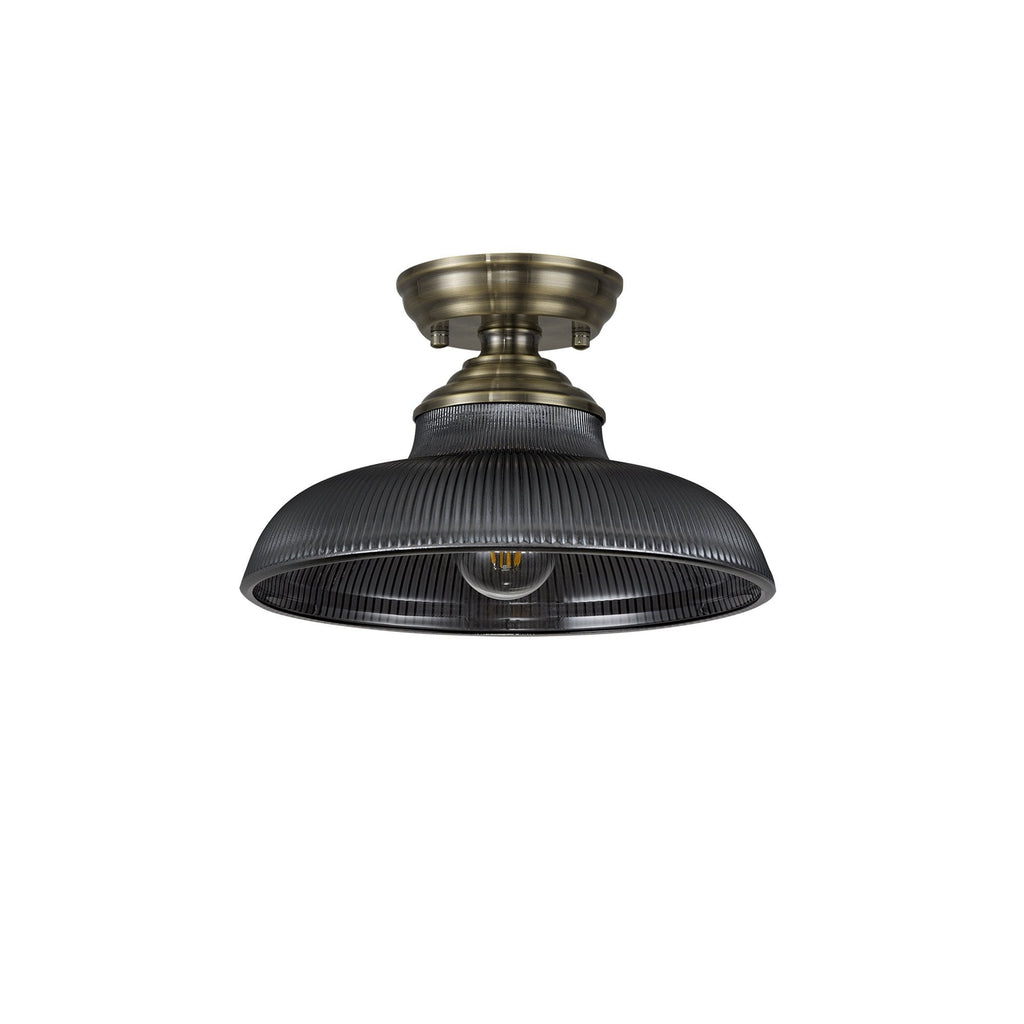 NLK15749 Tabion 1 Light Flush Ceiling Light Antique Brass Smoked