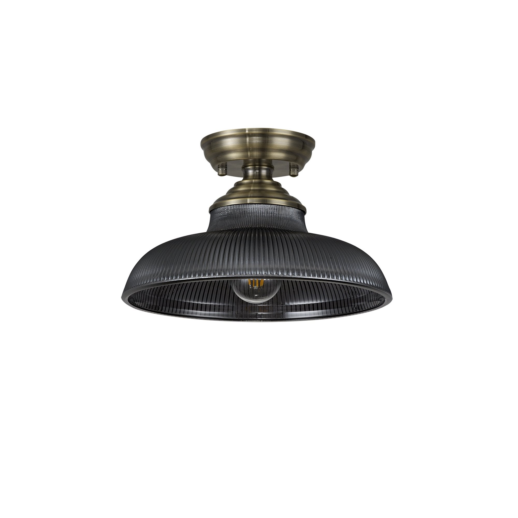 NLK15749 Tabion 1 Light Flush Ceiling Light Antique Brass Smoked