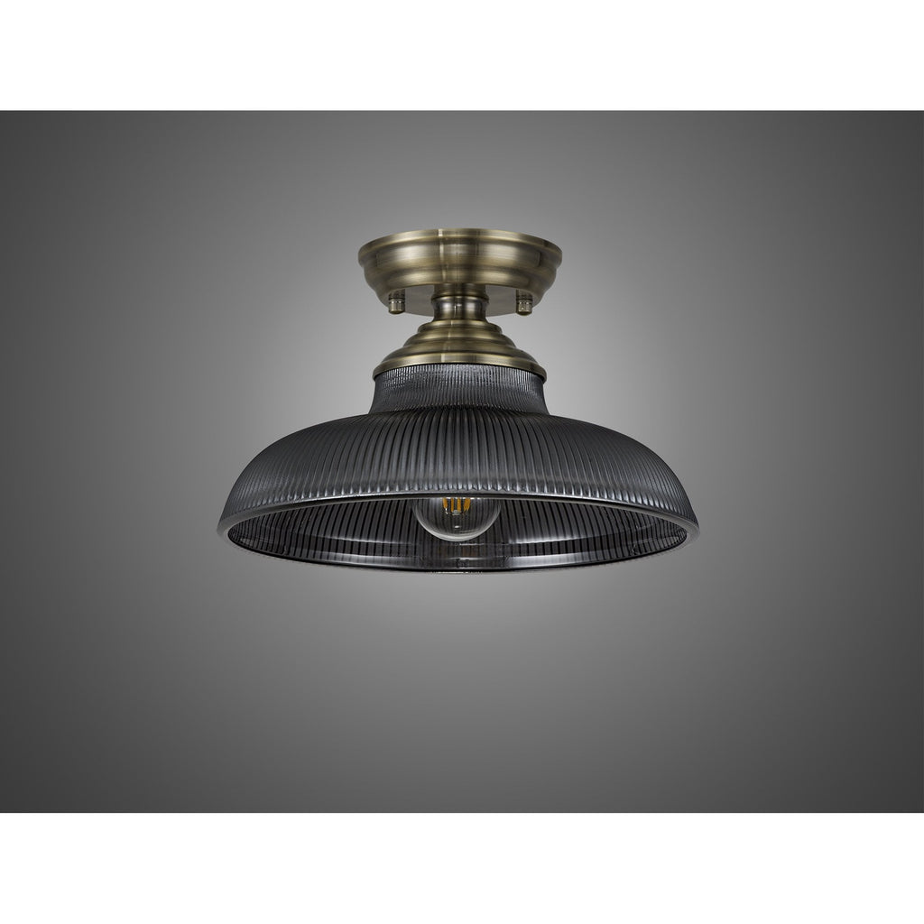 NLK15749 Tabion 1 Light Flush Ceiling Light Antique Brass Smoked